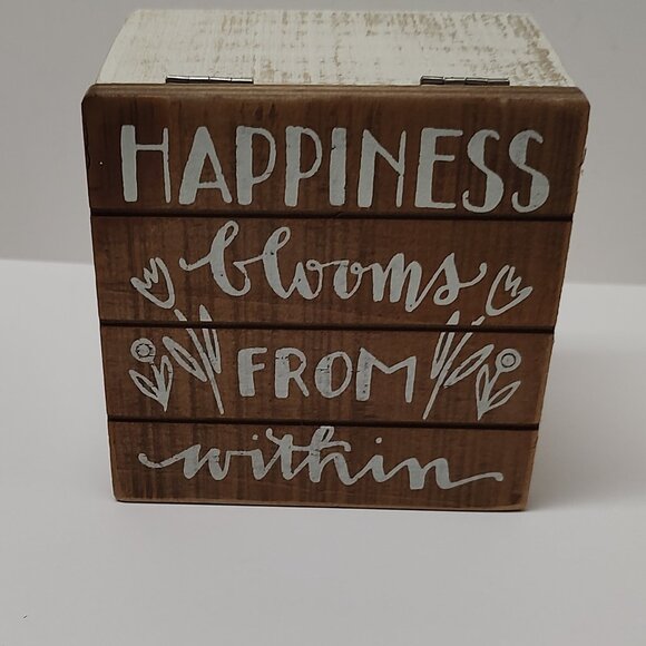 Happiness Blooms from Within Wooden Trinket Box - Picture 4 of 5